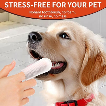 Dog Dental Wipes - Tooth Brushing Kit for Cats & Dogs - Dog Toothbrush Finger Dental Wipes to Remove Plaque & Tartar,Effective Teeth Cleaner (100PCS)