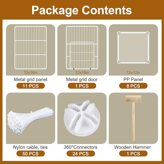 20 Panels Small Animal Playpen, Pet Playpen, C&C Cage for Guinea Pigs, Rabbit/Bunny Cage, Puppy Play Pen, Indoor Outdoor Portable Metal Wire Yard Fence(White)