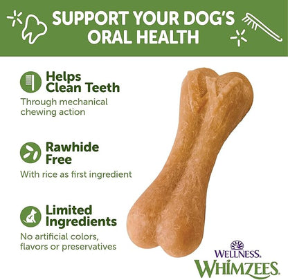Wellness WHIMZEES Ricebone Dog Dental Treats, Natural Chews, Large Size, (9 Count)