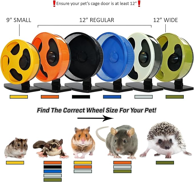Silent Runner 12" Regular | Wheel + Cage Attachment | Sugar Gliders, Hamsters, Rats