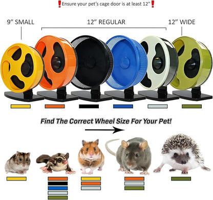 Silent Runner 12" Regular | Wheel + Cage Attachment | Sugar Gliders, Hamsters, Rats