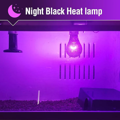 Leoterra Night Heat Lamp for Reptiles 2PACK 50W Heat Bulb Black Night Heat Light for Reptiles,120V E26 Base for Lizard Bearded Dragon Leopard Snake Turtle,Easy to Install and Replace