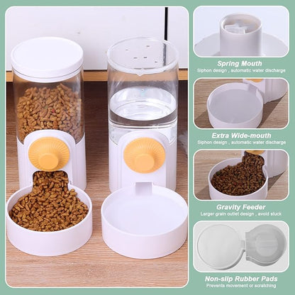 Hanging Automatic Food Water Dispenser,Gravity Rabbit Feeder and Water Dispenser Set,Cage Cat Food Bowl for Bunny Chinchilla Guinea Pig Hedgehog Ferret