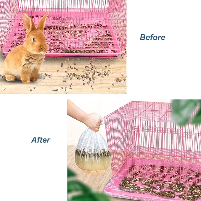 50 Pcs Disposable Rabbit Cage Liner Plastic Toilet Film Leak-Proof for Small Animals Bunny Guinea Pig Bird Cage Liners Litter Box Crate Tray Drawer Quick Cleanup Essentials Indoor (Medium)