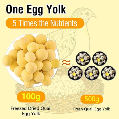 3.52oz/100g Freeze Dried Quail Egg Yolk, Cat and Dog Treats, Single Ingredient Pet Snacks, Healthy Tasty Dry Pet Food