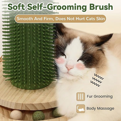 OTOB 36" Tall Cat Cactus Scratching Post, Natural Sisal Rope Cat Scratcher Post, Vertical 6-in-1 Interactive Turntable Cat Scratch Post with Soft Ball Toys, Protect Your Furniture (Green/Brown)