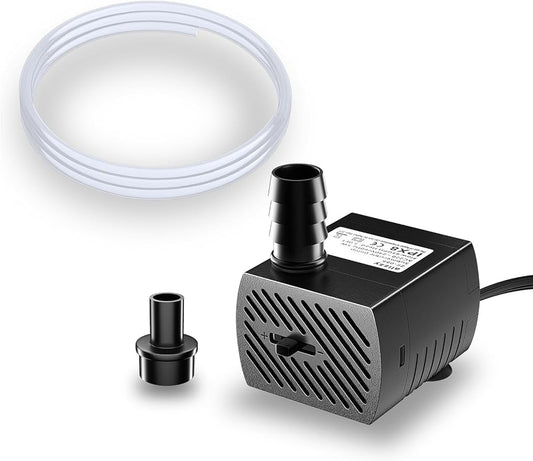 alizzy 100GPH Small Submersible Water Pump(360L/H, 5w), Ultra Quiet Water Fountain Pump with 3ft. High Lift and 6ft. power cord for Aquarium, Fish Tank, Water Feature, Pet Fountain and Hydroponics