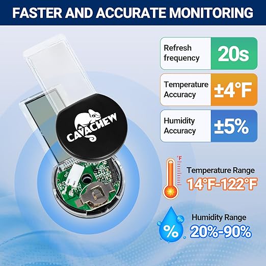 Magnetic Reptile Thermometer and Humidity Gauge, Digital Tank Thermometer Hygrometer with LCD Display, Habitat Temp Humidity Meter Accessories for Bearded Dragon, Snake, Hermit Crabs, Gecko