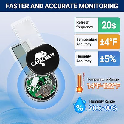 Magnetic Reptile Thermometer and Humidity Gauge, Digital Tank Thermometer Hygrometer with LCD Display, Habitat Temp Humidity Meter Accessories for Bearded Dragon, Snake, Hermit Crabs, Gecko