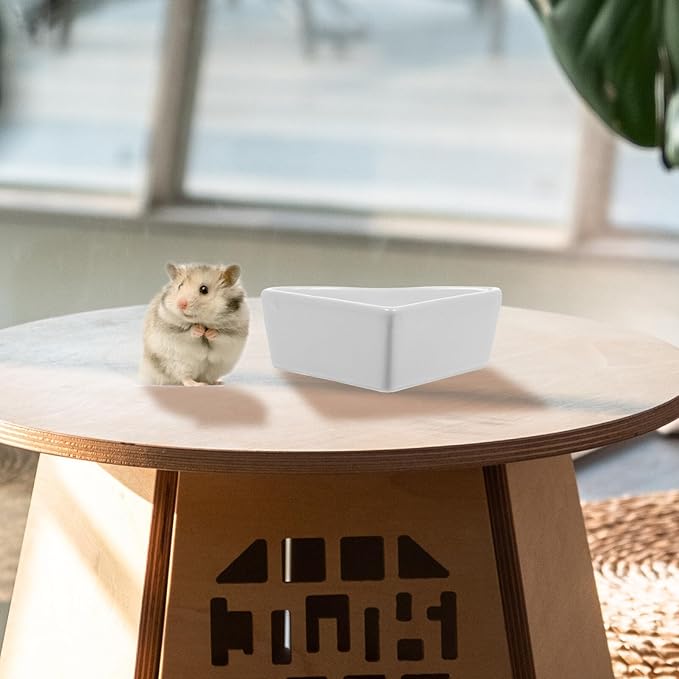 iplusmile Ceramic Hamster Food Bowl, White, 5"