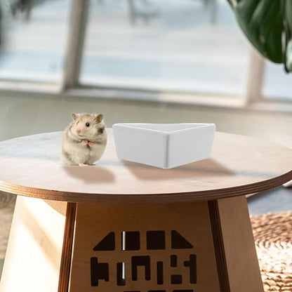 iplusmile Ceramic Hamster Food Bowl, White, 5"