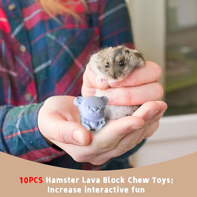 10 Pieces Hamster Teeth Grinding Lava Block Calcium Stone Chew Toys for Chinchillas Rabbits Gerbil Guinea Pig Syrian Hamster Squirrel Ferret