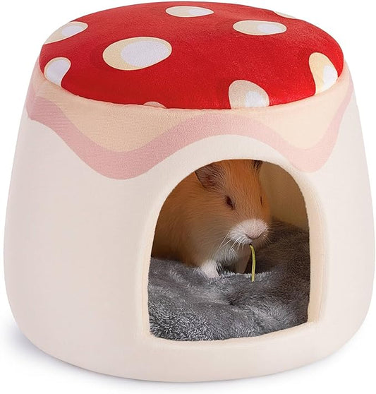 Glittme Guinea Pig Hideout, 2 in 1 Guinea Pig Bed with Removable Pad, Washable Bunny Bed, Foldable Guinea Pig Accessories for Guinea Pig Cages, Guinea Pig, Bunny, Hamster, Hedgehog, Rabbit