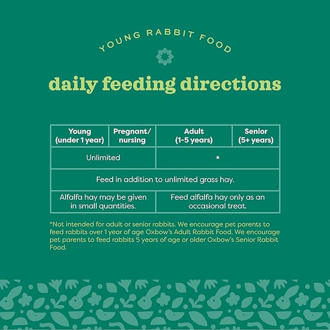 Oxbow Essentials Rabbit Food, Young Rabbit, Made with Oxbow Timothy, Pet Food Pellets for Bunnies, Small Animal Pet Products, Made in USA, High Fiber Bunny Supplies, 10 lb. bag