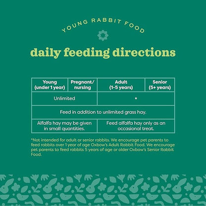 Oxbow Essentials Rabbit Food, Young Rabbit, Made with Oxbow Timothy, Pet Food Pellets for Bunnies, Small Animal Pet Products, Made in USA, High Fiber Bunny Supplies, 10 lb. bag