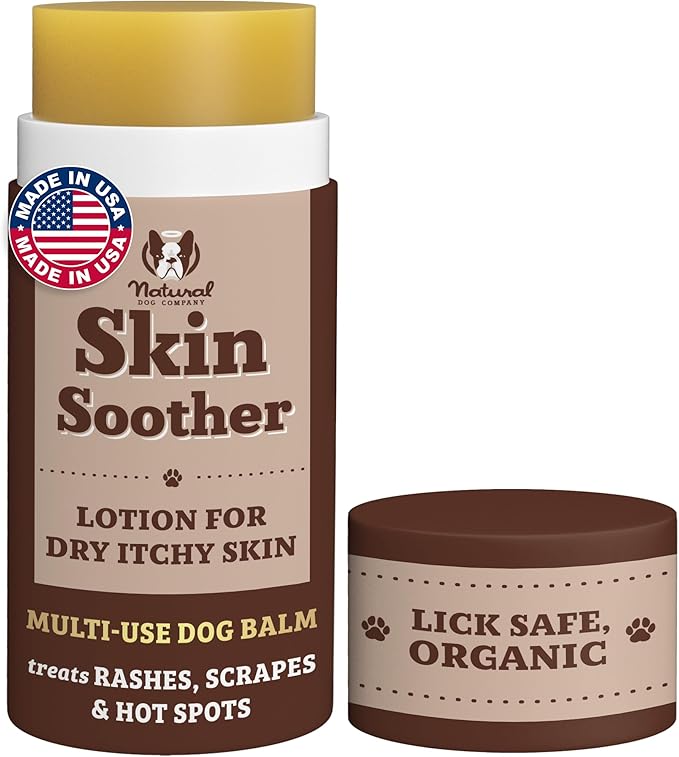 Natural Dog Company Skin Soother Balm 2 oz Stick – Dog Skin Balm with Coconut Oil, Cocoa Butter, Calendula & Vitamin E – Helps Soothe Hot Spots, Redness & Irritated Skin – Lick-Safe & Easy to Apply