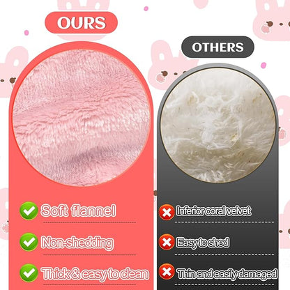 MEWTOGO 15.7 x 14In Rabbit Bed, Thickened Soft Bunny Bed, Cuddle Cushion Plush Mat with Cotton Lounger Pillows, Small Pet Flop Mat for Cage Sleeping Indoor, Pink