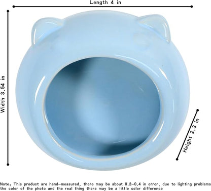 Ceramic Small Pet Hamster Food Bowl Guinea Pig Food Bowls Hamsters Water Bowl Ferret Chinchillas Squirrels Hedgehog Accessories Reptiles Hamster Accessories for Cages (Blue)