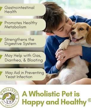 Wholistic Pet Organics WholeBiotics - Daily Dog Probiotics for Digestive Health Support & Immune Boost - 9 Strains - Prebiotics & Probiotics for Dogs & Cats - Gut Health for Dogs - 1 Oz - 28 Scoops
