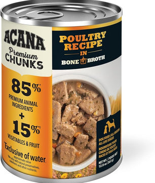 ACANA Premium Chunks in Bone Broth Grain-free Wet Dog Food Poultry Recipe 12.8oz Cans (12 Count)