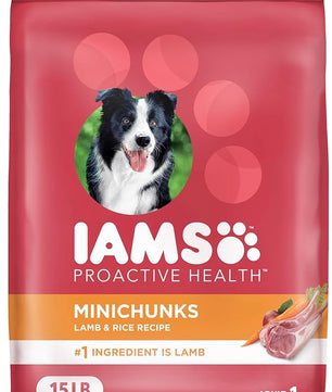 IAMS Proactive Health Minichunks Adult Dry Dog Food with Lamb & Rice, 15 lb. Bag