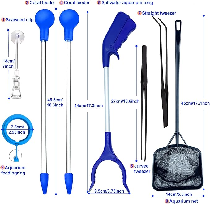 Coral Reef Grabber,Coral Feeder,Aquarium Veggie Feeder,Fish Tank Food Clip,Fish net(Reef Grabber and Coral Feeder Kits (Anti-Rust)