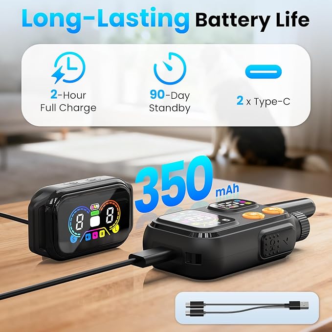 2 in 1 Dog Shock & Bark Collar - 4500FT Remote Collar with Voiceprint Recognition, Beep/Vibration/Shock Modes, 8 Sensitivity Levels, IP67 Waterproof, Portable Training Collar for 5-120lbs Dogs