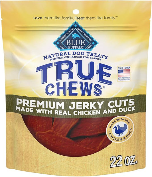 Blue Buffalo True Chews Premium Jerky Cuts Dog Treats, Made in the USA with Natural Ingredients, Chicken & Duck, 22-oz. Bag