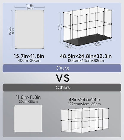 Small Animal Playpen, Guinea Pig Cages with Waterproof Mat, 24 Panels Pet Playpen for Hamsters, Hedgehog, Bunny, Ferret, Indoor Outdoor Plastic Fence, 48.5 x 24.8 x 32.3 inches