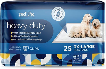 Pet Life Unlimited Heavy Duty Triple Extra Large Puppy Pads – 36" x 36", 50 Count (3XL) | Dog Training Pads with Odor Controlling Wetness-Activated Clover Leaf Scent | USA Made