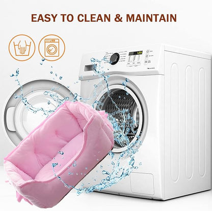 pawstrip Cute Princess Dog Bed Pink Puppy Bed for Small Dogs Breathable Cat Couch Bowknot Pet Cushion Comfortable Kitten Nest Girl Doggy Sofa, Waterproof Bottom (Pink)