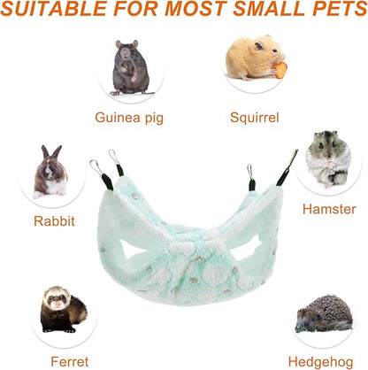 Ferret Hammock, Small Pet Cage Accessories, Ferret Bed, Pet Cage Hammock Hanging Tunnel and Bed Hideout Set for Hamster Squirrel Rabbit, Green, 3Pcs