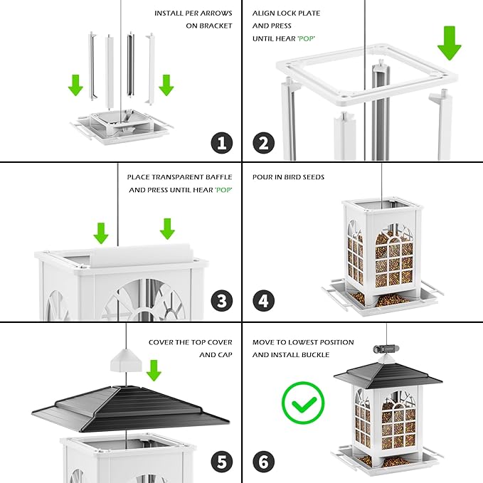 Birdream 2 Pack Bird Feeders for Outdoors Hanging - 7LB Total Capacity Classic Courtyard Design Fun Assembly Bird Feeder, Attracting Wild Birds Cardinals Goldfinches - Black&White