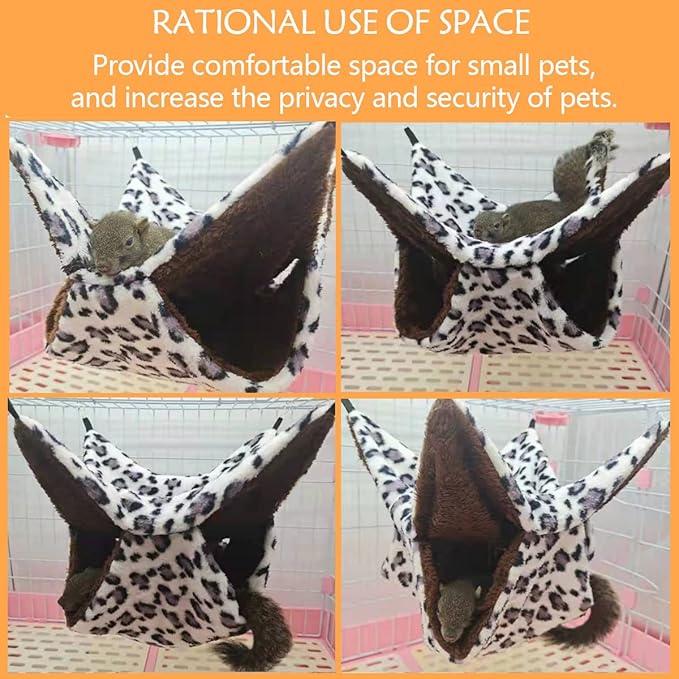 LEFTSTARER Pet Small Animal Hanging Hammock Bunkbed Cage Toy for Hamster Rat Sugar Glider Parrot Guinea Pig Hideout Play Sleep (Winter Warm Hammock X 2pcs)