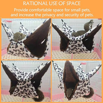 LEFTSTARER Pet Small Animal Hanging Hammock Bunkbed Cage Toy for Hamster Rat Sugar Glider Parrot Guinea Pig Hideout Play Sleep (Winter Warm Hammock X 2pcs)