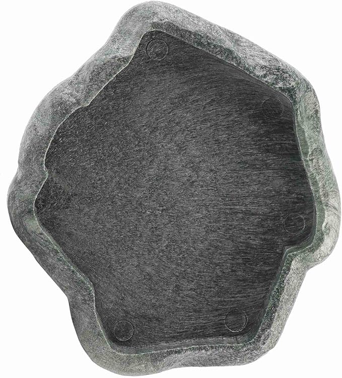 Reptile Water Dish Bowl, Resin Food Bowl Dish, Dark Green Firm Water Dish for Reptile Tank for Tortoise Lizard Pets Feeding Accessories, 1Pcs (S)