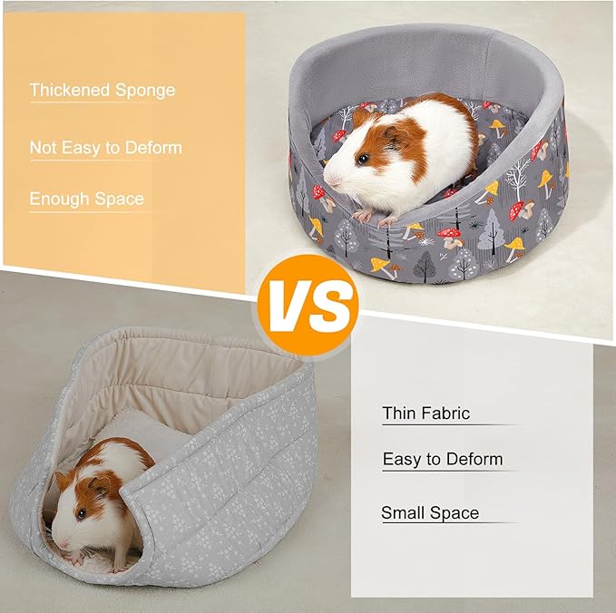 Glittme Soft Rabbit & Guinea Pig Bed - Thick Removable Mat, Machine Washable, Cozy Cuddler Cup Bed for Guinea Pig, Rabbit, Ferret