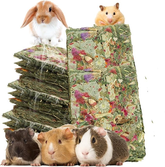 Bunny Toys 20 Pieces Chew Toys Teether Totoro Dutch Pig Guinea Pig with Flower Timothy Grass Snack (Large)