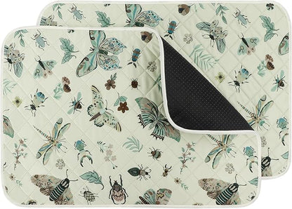 IEUUMLER Washable Pee Pads for Dogs, 2 Pack Insect Pattern Reusable Waterproof Puppy Potty Pads, Non-Slip Absorbent Pet Training Pads for Playpen Crate Bed EU014