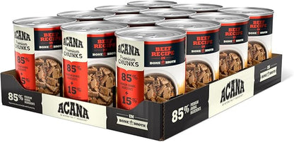 ACANA Premium Chunks in Bone Broth Grain-free Wet Dog Food Beef Recipe 12.8oz Cans (12 Count)
