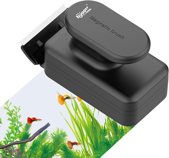 hygger Aquarium Magnetic Glass Clean Tool, Algae Scraper for 0.6 Inch Thick Fish Tank Floating Scrubber Brush with Two Detachable Blades