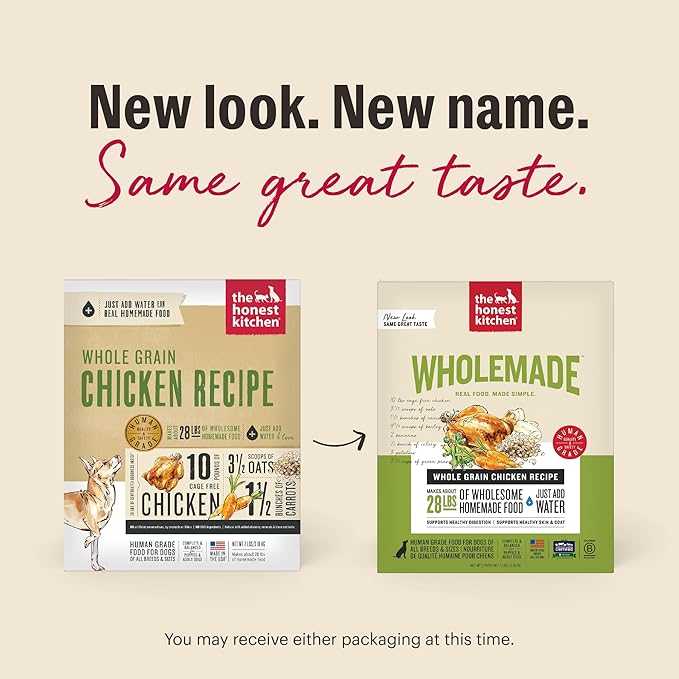 The Honest Kitchen Human Grade Dehydrated Whole Grain Dog Food – Complete Meal or Topper – Chicken 10 lb (makes 40 lbs)