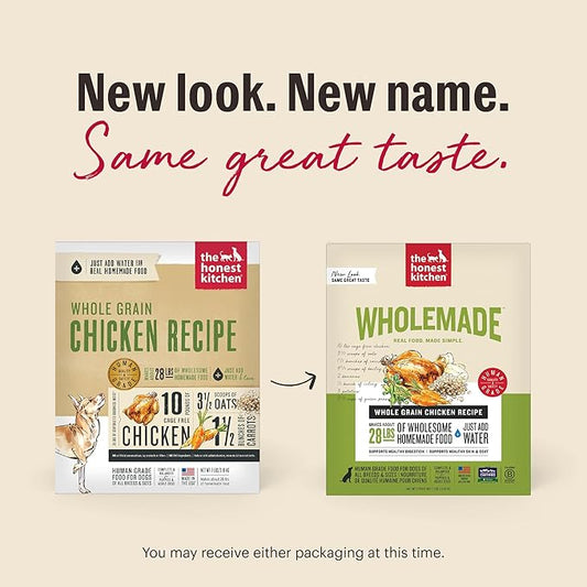 The Honest Kitchen Human Grade Dehydrated Whole Grain Dog Food – Complete Meal or Topper – Chicken 10 lb (makes 40 lbs)