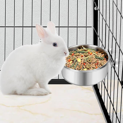 Dog Bowl Stainless Steel Pet Hanging Food Water Bowl Cage Feeding Cup Feeder for Dogs Cats Rabbits Birds Small Animal (Large)