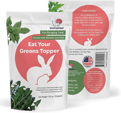 Snout and Shell 1.75 oz Eat Your Greens Topper – Natural Foraging Treat for Rabbits, Guinea Pigs & Chinchillas