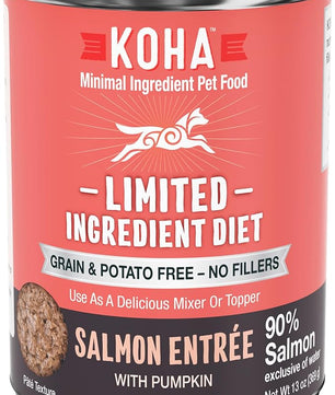 KOHA Limited Ingredient Diet Salmon Entrée for Dogs - Dog Food Toppers for Picky Eaters - Sensitive Stomach Canned Dog Food - Pate Dog - 13 oz Pack of 12