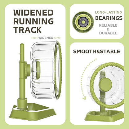 Hamster Exercise Wheels, Quiet Spinner Hamster Running Wheels with Adjustable Stand for Small Animals Dwarf Syrian Hedgehog Gerbils Mice (Green, Large(9.4 inch))