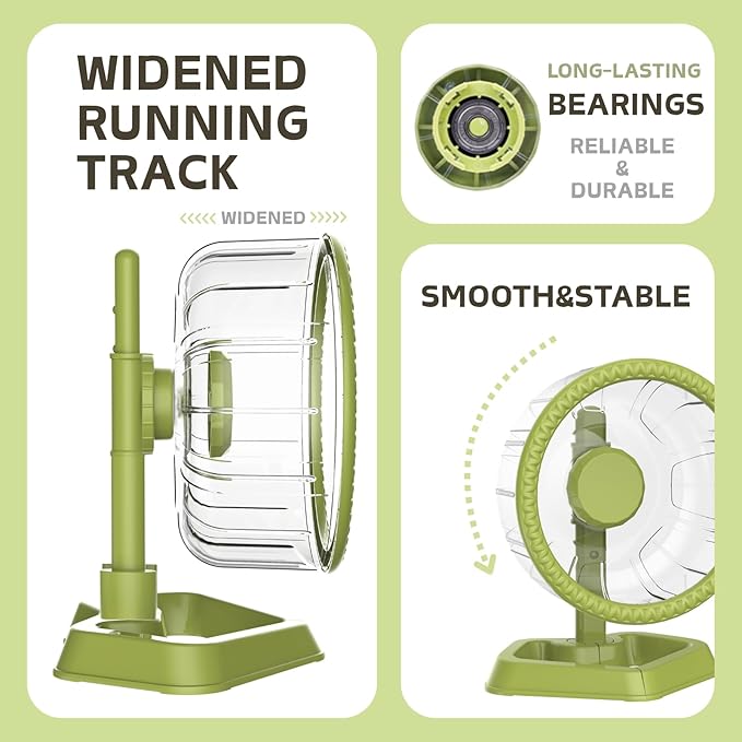 Hamster Exercise Wheels, Quiet Spinner Hamster Running Wheels with Adjustable Stand for Small Animals Dwarf Syrian Hedgehog Gerbils Mice (Green, Small(6.3 inch))