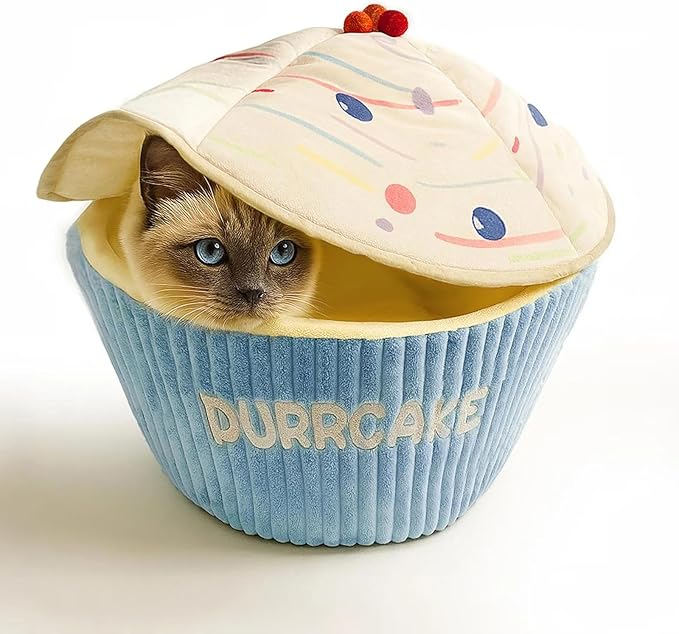 Cute Cat Beds Kitten Beds, Soft Small Dog Beds, Washable Pet Beds for Puppy and Kitty, Funny Cupcake Cat Cave, 20 Inches