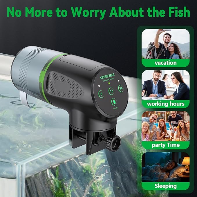 Automatic Fish Feeder for Aquarium, Auto Food Dispenser with Timer, 200 ml Fish Feeder for Pellets Granules & Strips, Automatic Fishs Dispenser for Small Tank, Big Aquariums & Pond